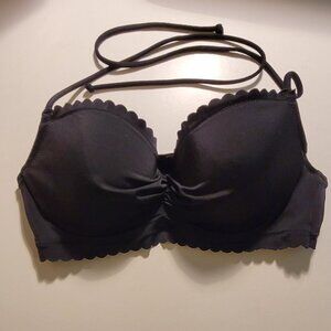 Victoria Secret'sTop Bathing Suit Black Scalloped Edge Size 34B